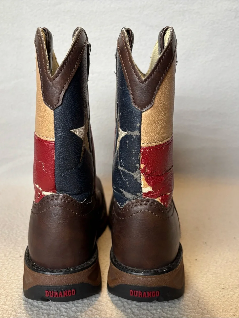 Durango Kids size 1M Texas Flag Western Cowboy Boots model BT246 some peeling